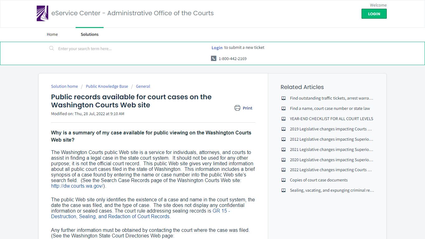 Public records available for court cases on the Washington Courts Web ...